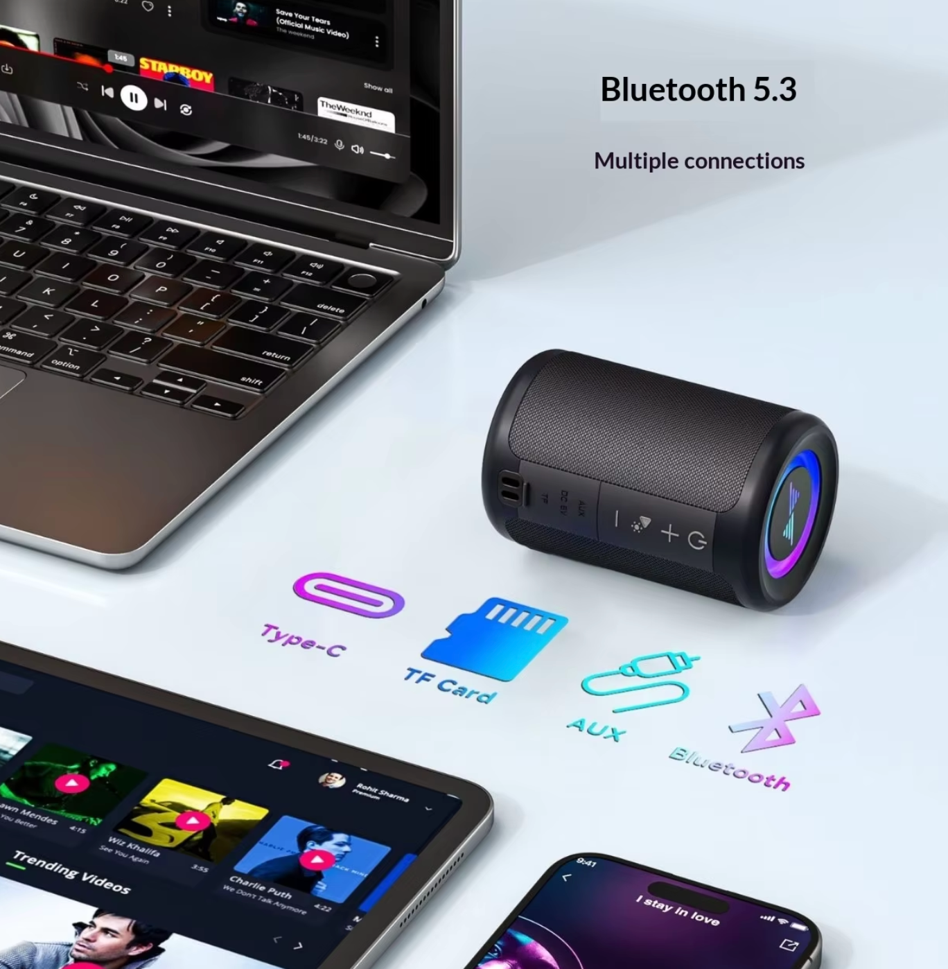 Portable Outdoor Bluetooth Speaker with Desktop Subwoofer